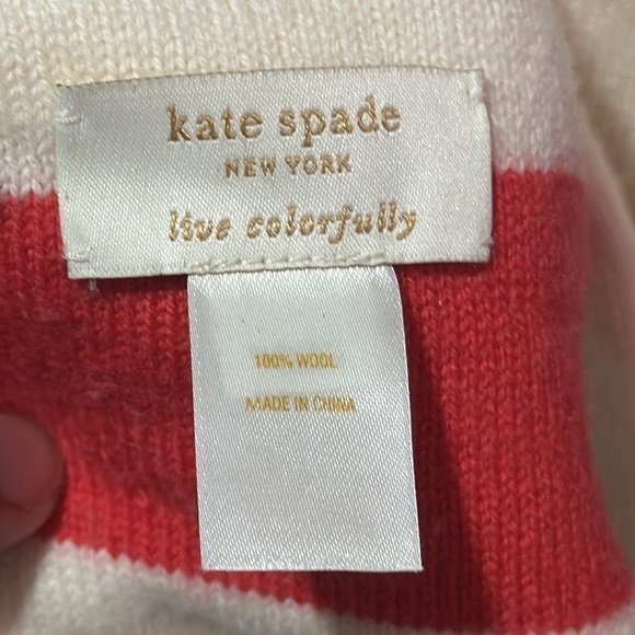 KATE SPADE Hudson Cream Mulit Stripe Bow Scarf - Picture 5 of 5